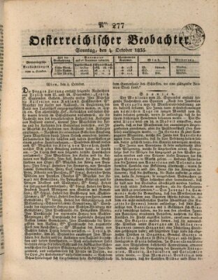 Der Oesterreichische Beobachter Sonntag 4. Oktober 1835