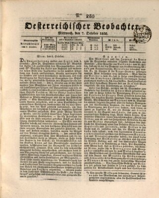 Der Oesterreichische Beobachter Mittwoch 7. Oktober 1835