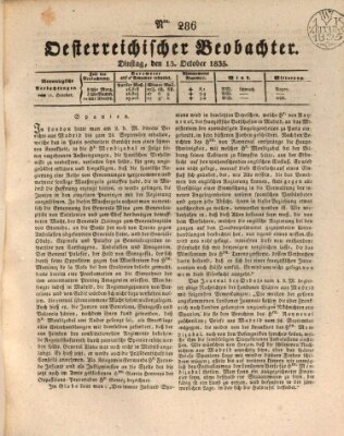 Der Oesterreichische Beobachter Dienstag 13. Oktober 1835