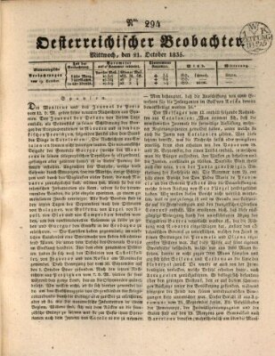 Der Oesterreichische Beobachter Mittwoch 21. Oktober 1835