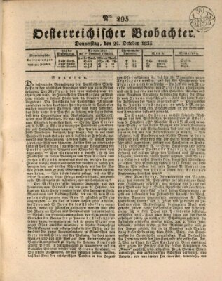 Der Oesterreichische Beobachter Donnerstag 22. Oktober 1835