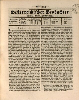 Der Oesterreichische Beobachter Dienstag 27. Oktober 1835
