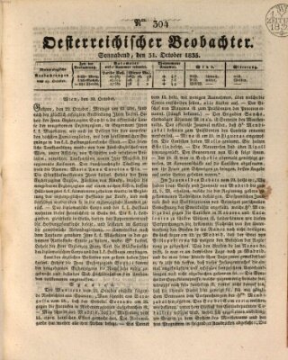 Der Oesterreichische Beobachter Samstag 31. Oktober 1835