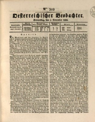 Der Oesterreichische Beobachter Donnerstag 5. November 1835