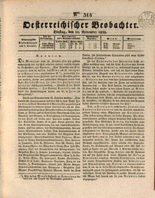 Der Oesterreichische Beobachter Dienstag 10. November 1835