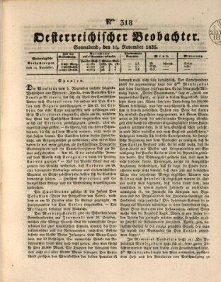 Der Oesterreichische Beobachter Samstag 14. November 1835