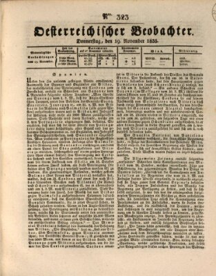 Der Oesterreichische Beobachter Donnerstag 19. November 1835