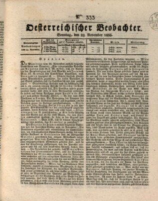 Der Oesterreichische Beobachter Sonntag 29. November 1835