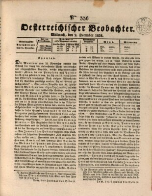 Der Oesterreichische Beobachter Mittwoch 2. Dezember 1835