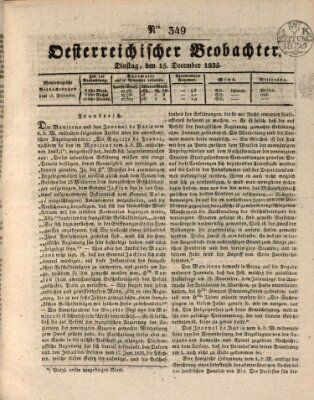 Der Oesterreichische Beobachter Dienstag 15. Dezember 1835