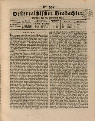 Der Oesterreichische Beobachter Freitag 18. Dezember 1835