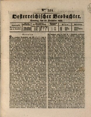 Der Oesterreichische Beobachter Sonntag 20. Dezember 1835