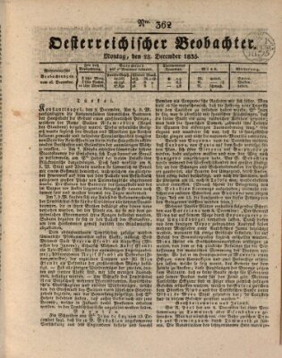 Der Oesterreichische Beobachter Montag 28. Dezember 1835