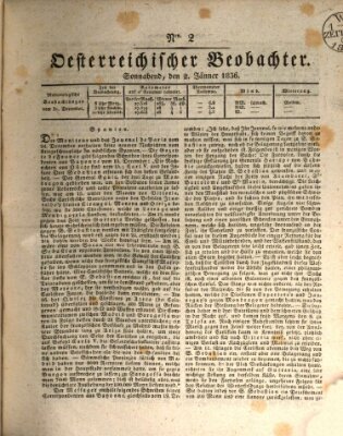 Der Oesterreichische Beobachter Samstag 2. Januar 1836