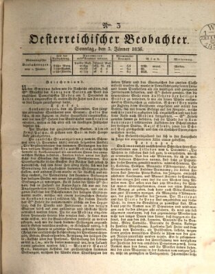 Der Oesterreichische Beobachter Sonntag 3. Januar 1836