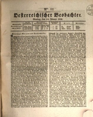 Der Oesterreichische Beobachter Montag 11. Januar 1836