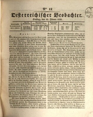 Der Oesterreichische Beobachter Dienstag 12. Januar 1836