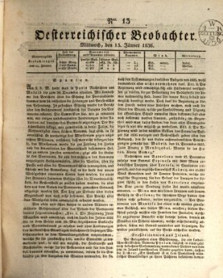 Der Oesterreichische Beobachter Mittwoch 13. Januar 1836