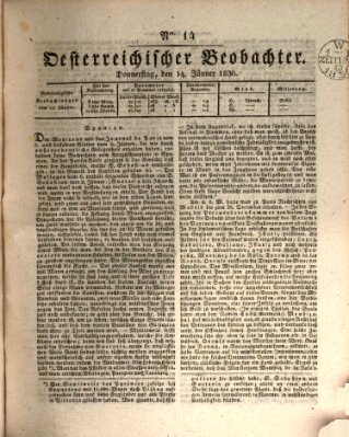 Der Oesterreichische Beobachter Donnerstag 14. Januar 1836