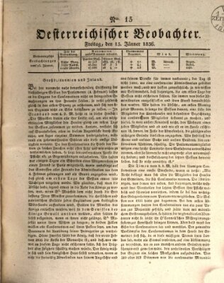 Der Oesterreichische Beobachter Freitag 15. Januar 1836