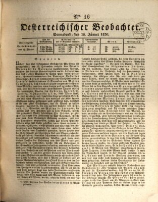 Der Oesterreichische Beobachter Samstag 16. Januar 1836