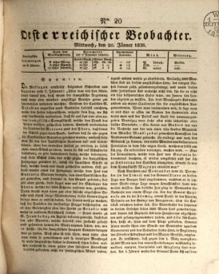 Der Oesterreichische Beobachter Mittwoch 20. Januar 1836