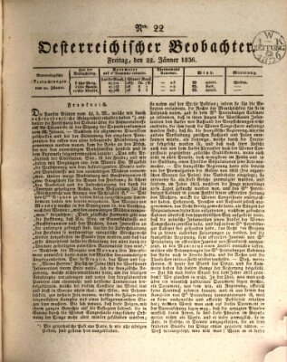 Der Oesterreichische Beobachter Freitag 22. Januar 1836