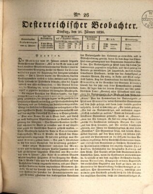 Der Oesterreichische Beobachter Dienstag 26. Januar 1836