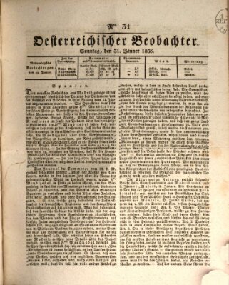 Der Oesterreichische Beobachter Sonntag 31. Januar 1836