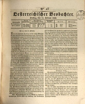 Der Oesterreichische Beobachter Dienstag 16. Februar 1836