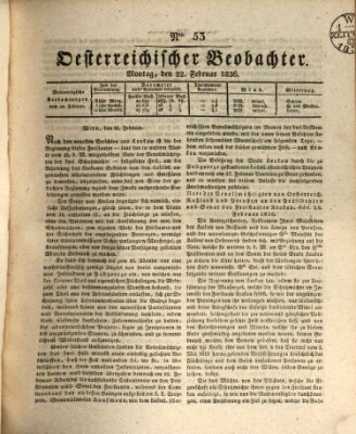 Der Oesterreichische Beobachter Montag 22. Februar 1836