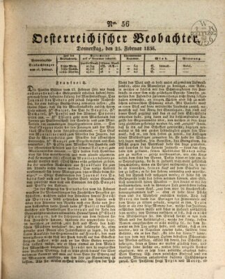 Der Oesterreichische Beobachter Donnerstag 25. Februar 1836