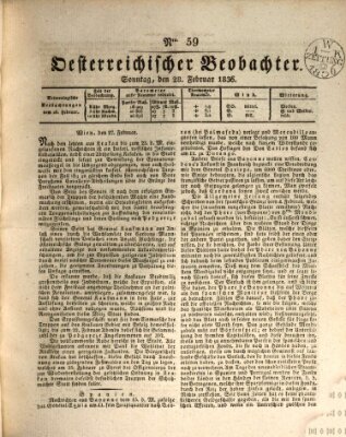 Der Oesterreichische Beobachter Sonntag 28. Februar 1836