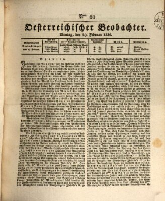 Der Oesterreichische Beobachter Montag 29. Februar 1836