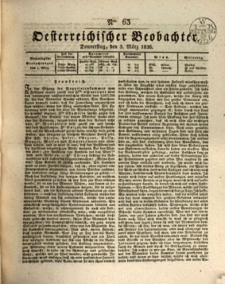 Der Oesterreichische Beobachter Donnerstag 3. März 1836