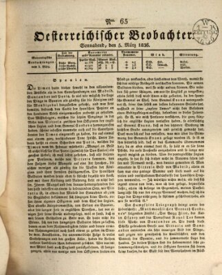 Der Oesterreichische Beobachter Samstag 5. März 1836