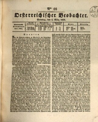 Der Oesterreichische Beobachter Sonntag 6. März 1836