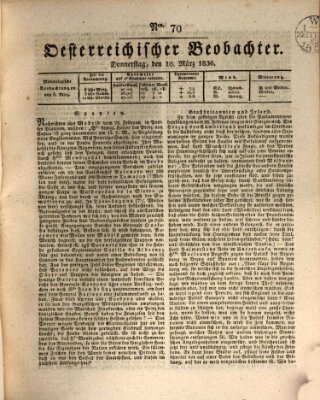 Der Oesterreichische Beobachter Donnerstag 10. März 1836