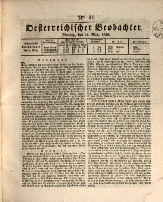 Der Oesterreichische Beobachter Montag 21. März 1836