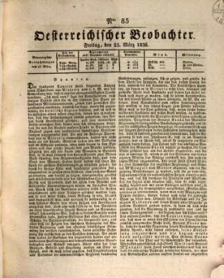 Der Oesterreichische Beobachter Freitag 25. März 1836