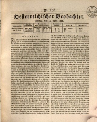 Der Oesterreichische Beobachter Freitag 15. April 1836