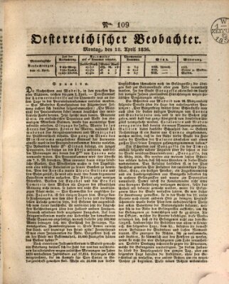 Der Oesterreichische Beobachter Montag 18. April 1836