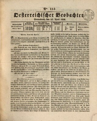 Der Oesterreichische Beobachter Samstag 23. April 1836