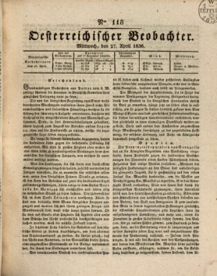 Der Oesterreichische Beobachter Mittwoch 27. April 1836