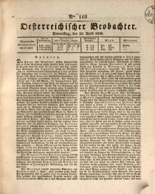 Der Oesterreichische Beobachter Donnerstag 28. April 1836