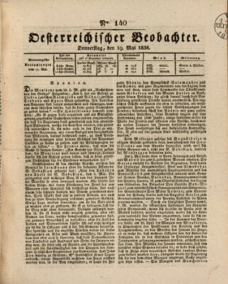 Der Oesterreichische Beobachter Donnerstag 19. Mai 1836