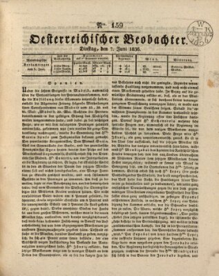 Der Oesterreichische Beobachter Dienstag 7. Juni 1836