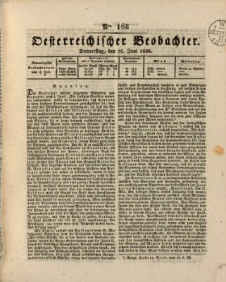 Der Oesterreichische Beobachter Donnerstag 16. Juni 1836