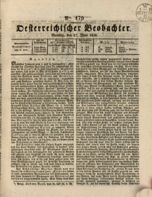 Der Oesterreichische Beobachter Montag 27. Juni 1836