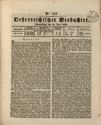 Der Oesterreichische Beobachter Donnerstag 30. Juni 1836